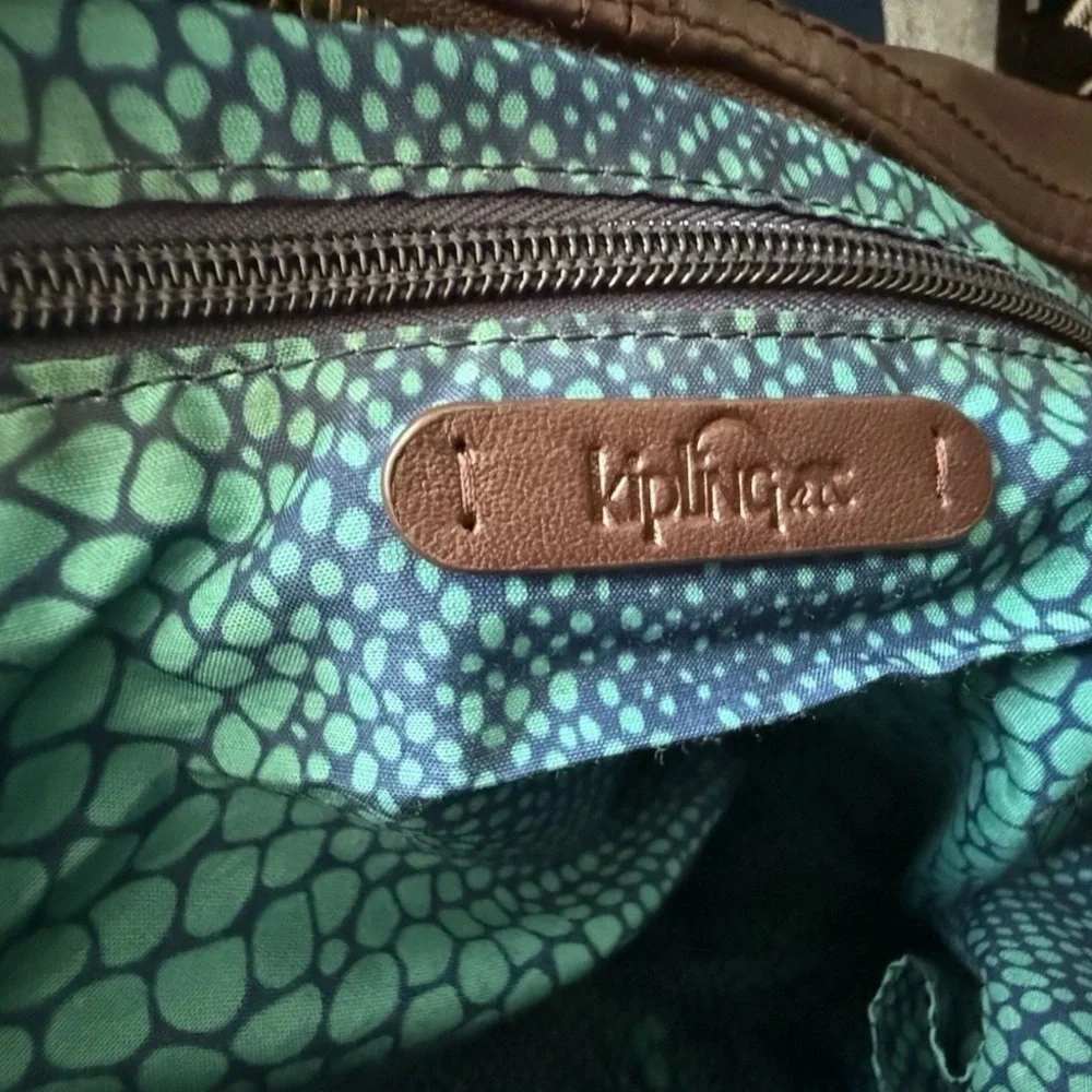 Kipling HB6413-747 Burgundy Leather Hobo Shoulder Bag Slouchy zip Bag charm